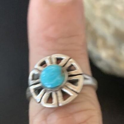 Native American Women's Navajo Blue Turquoise Inlay Ring | Sz 5 | Authentic Handmade | 11172 - Masha USA