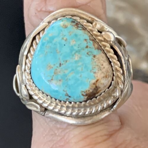 Navajo Blue Kingman Turquoise Ring | Sterling Silver | Sz 11.5 | Authentic Native American Handmade | 11934