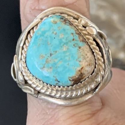 Navajo Blue Kingman Turquoise Ring | Sterling Silver | Sz 11.5 | Authentic Native American Handmade | 11934