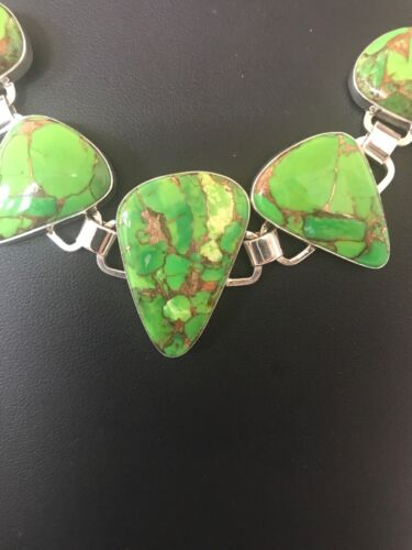 Southwestern Green Mojave Turquoise Necklace | Sterling Silver | 18" | 3692