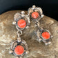 Native American Handmade Navajo Red Spiny Oyster Dangle Earrings | Sterling Silver | 2064