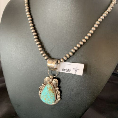 Navajo Men's Turquoise #8 Pendant Necklace | Sterling Silver | Native American Handmade | 948