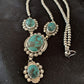 Navajo Lariat Spiderweb Turquoise Pendant Necklace | Sterling Silver | 25" | Authentic Native American Handmade | 1337