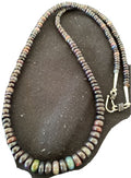 Native American Women's Necklace | Sterling Silver Black Fire Opal Beads | 20" | 980
