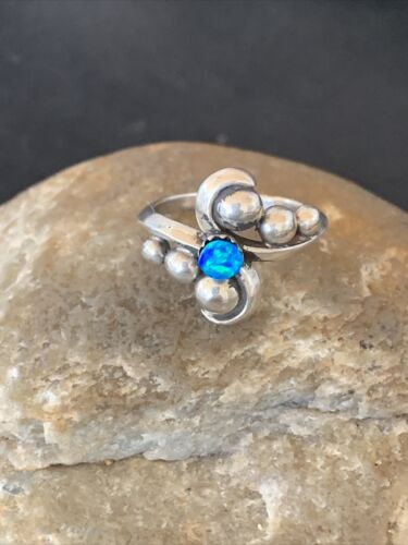 Southwestern Women's Navajo Blue Opal Ring | Sterling Silver | Sz 7 | 10814