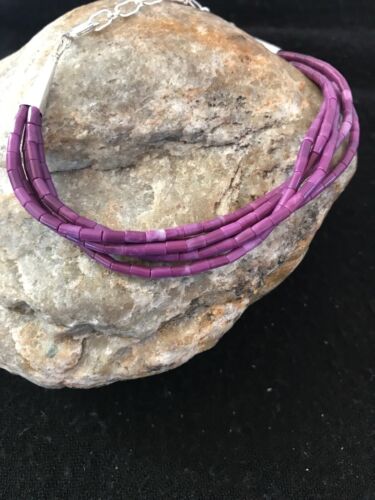 Navajo Purple Stabilized Sugilite Heishi Bracelet | Sterling Silver | 7" | 13597