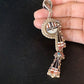 Zuni Kachina Coral Mother of Pearl Onyx Inlay Pin Pendant | Sterling Silver | 4.20" | 13688