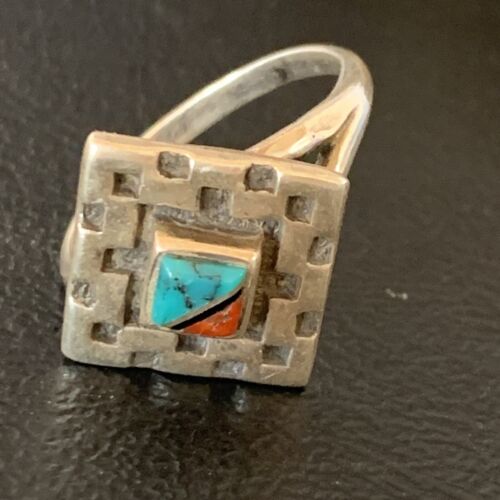 Navajo Blue Turquoise Spiny Oyster Inlay Ring | Sz 7 | Authentic Native American Handmade | 13170