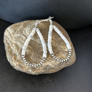 Navajo White Howlite Heishi Dangle Earrings | Sterling Silver | 2" | Authentic Native American Handmade | 14480