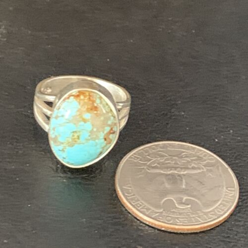 Southwestern Navajo Blue #8 Turquoise Ring | Sterling Silver | Sz 6 | Authentic Native American Handmade | 14033