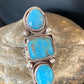 Navajo Blue Turquoise Cluster Ring | Authentic Native American Sterling Silver | Multi-Stone | Sz 10 | 2119