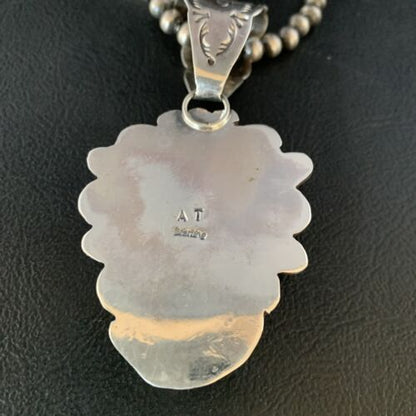 Men's Kingman Blue Turquoise Necklace | Sterling Silver | 3" Pendant | Authentic Native American Handmade | 13995