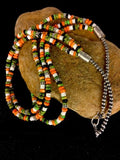 Native American Turquoise & Spiny Oyster Necklace | Sterling Silver | 8743