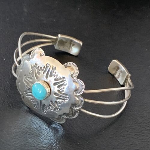 Navajo Turquoise Cuff Bracelet | Sterling Silver | Authentic Native American Handmade | 1219 H Joe