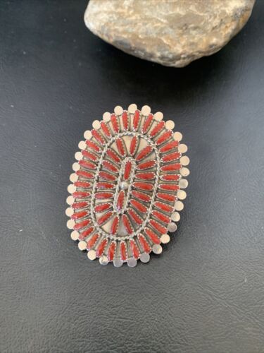 Zuni XL Red Coral Multi-Stone Ring | Authentic Native American Sterling Silver | Multi-Stone | Sz 8 | 11563 - Masha USA