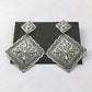 Native American Navajo Stamped Earrings Set | Sterling Silver | 2.75" | 1704