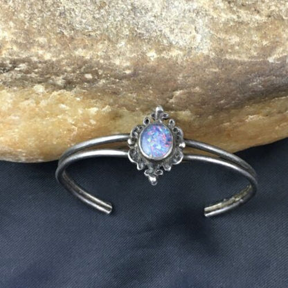 Navajo Pink Opal Cuff Bracelet | Sterling Silver | Authentic Native American Handmade | 10268