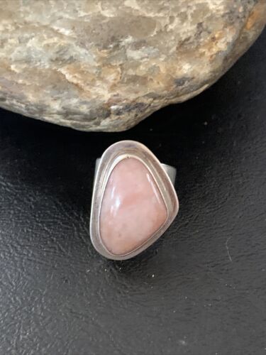 Navajo Old Pawn Pink Rose Quartz Ring | Sterling Silver | Sz 6 | Authentic Native American Handmade | 10834