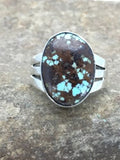 Southwestern Navajo Spiderweb Turquoise Ring | Sterling Silver | Sz 7.5 | 2871