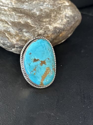 Navajo Sterling Silver Blue Kingman Turquoise Ring | Sz 9 | 00126