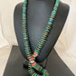 Navajo Necklace | Green Turquoise & Spiny Oyster | Sterling Silver | Authentic Native American | 28" Graduated | 1088