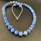Native American Blue Denim Lapis Bead Necklace | Sterling Silver Heishi | 20" | 11835