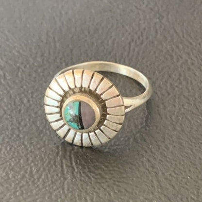 Navajo Blue Turquoise Sugilite Inlay Ring | Sz 6 | Sterling Silver | Authentic Native American Handmade | 11178