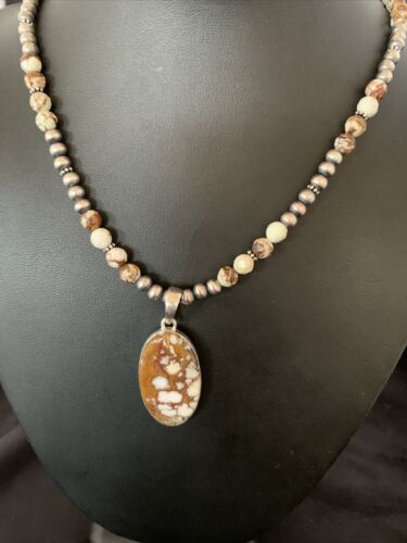 Navajo Wild Horse Turquoise Necklace Pendant | Sterling Silver | 21" | Authentic Native American Handmade | 13295