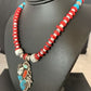 Navajo Coral, White Buffalo Turquoise, Spiny Oyster Pendant | Authentic Native American Sterling Silver | Multi-Stone | 1178