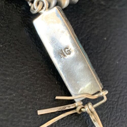 Navajo Blue Turquoise Inlay Pendant Necklace | Sterling Silver | Native American Handmade | 13836