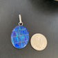 Navajo Sterling Silver Peacock Blue Opal Inlay Pendant | Men's Women's | Authentic Native American | 13141