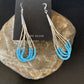 Handmade Liquid Silver Heishi Dangle Earrings | Blue Turquoise | Sterling Silver | 2" | 13049