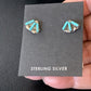 Zuni Handmade Kingman Turquoise Needle Point Stud Earrings | Sterling Silver | 13026