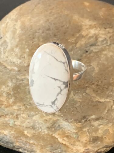 Southwestern Women's Navajo White Howlite Ring | Sterling Silver | Sz 8.5 | 11612