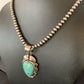 Men's Navajo Pearls Necklace with Blue Turquoise Pendant | Sterling Silver | Authentic Native American Handmade | 11137