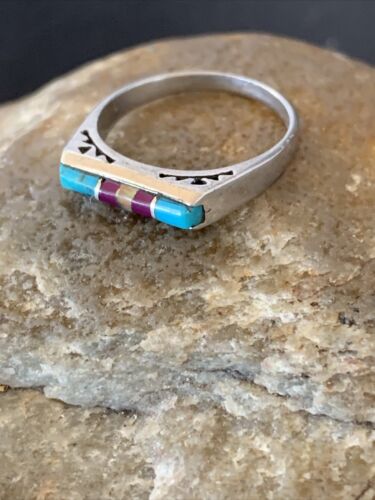 Navajo Blue Turquoise Purple Sugilite Opal Inlay Ring | Sz 6 | Authentic Native American Handmade | 11148