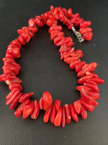 Navajo Bamboo Coral Strand Necklace | Sterling Silver | 18" | Authentic Native American Handmade | 13496