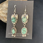 Navajo Green Spiderweb Turquoise Dangle Earrings | Sterling Silver | Authentic Native American Handmade | 13549