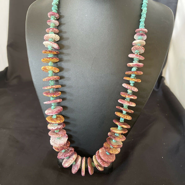 Navajo Purple Spiny Turquoise Necklace | Sterling Silver | Authentic Native American | 24" | 11306