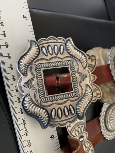 Native American Sterling Silver Navajo Concho Belt | Authentic Handmade | 12135 - Masha USA