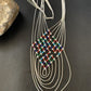 Multi-Color Liquid Silver Heishi Necklace | 7 Strand Sterling Silver Tubes | 18" | 12624