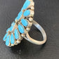 Navajo Blue Cluster Turquoise Needlepoint Ring | Authentic Native American Sterling Silver | Multi-Stone | Sz 8 | 11941