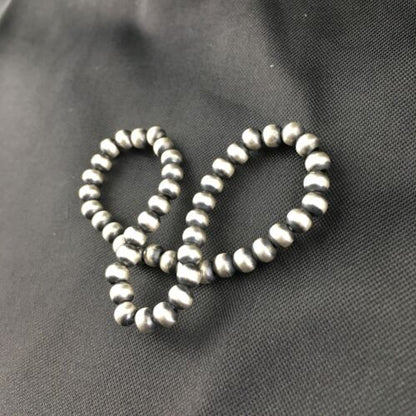 Navajo Pearls 4mm Beads | 8" Stretch Sterling Silver Bracelet | Authentic Native American
