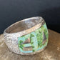 Navajo Green Sonoran Turquoise Inlay Ring | Sterling Silver | Sz 10 | Authentic Native American Handmade | 2080