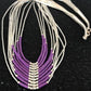 Native American Sugilite Heishi Tubes Necklace | 10 Strand Liquid Sterling Silver | 8558