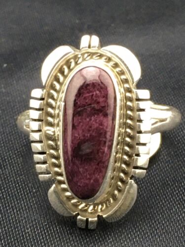 Navajo Purple Spiny Oyster Ring | Sterling Silver | Sz 9.75 | Authentic Native American Handmade | 4532