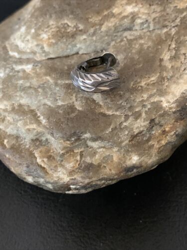 Old Pawn Diamond Cut Sterling Silver Hoop Stud Earrings | 0.25" | 13011
