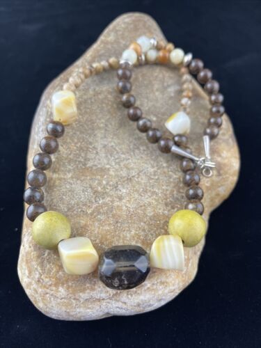 Southwestern Chunky Sterling Silver Necklace | Faceted Jasper Quartz | 20" | 10079