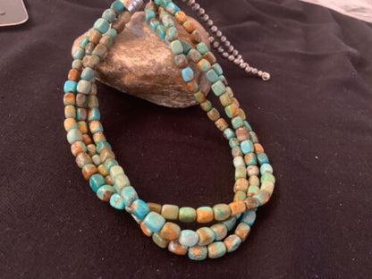 Native American Green Turquoise Necklace | Navajo Sterling Silver | Authentic Handmade | 611