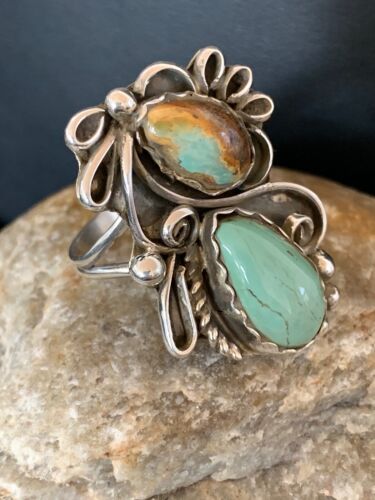 Navajo Multi-Stone Turquoise Ring | Sterling Silver | Sz 10.5 | Native American Handmade | 3230